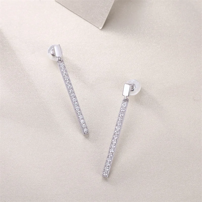 E13189 Lefei moda clásica de lujo Moissanite Stick pendientes colgantes encanto mujeres plata esterlina s925 regalos de joyería de fiesta