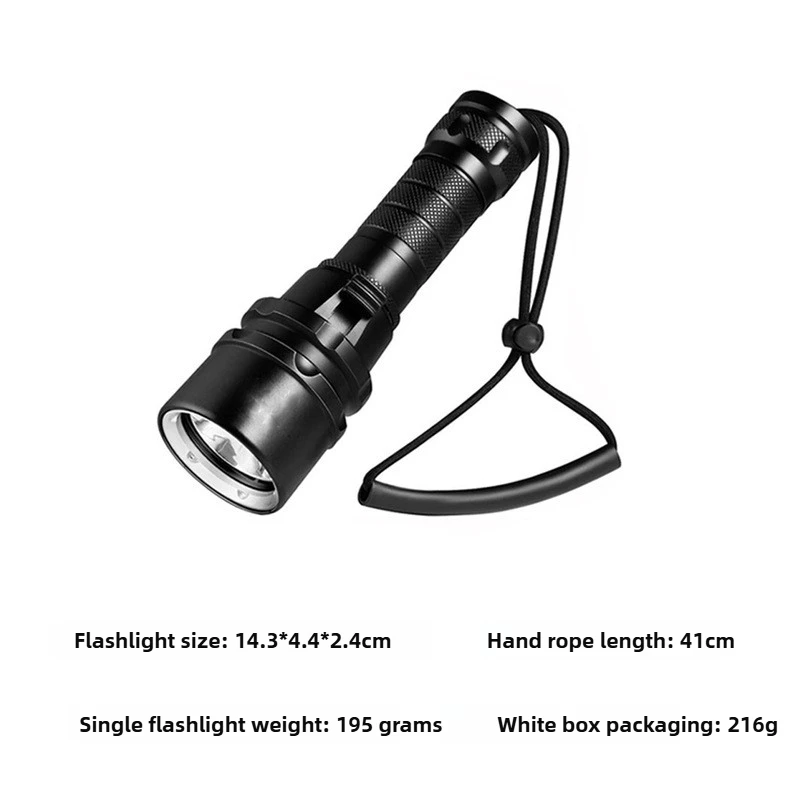3LED High-Power Flashlight T6 Waterproof and Amphibious Rechargeable L2 Focus IPX8 Professional Diving Photography Flashlight