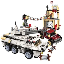 Enlighten Building Block Peacekeeping Force Thunder Mission Heavy Armed Vehicle Attack 7 Figures 935pcs Educational Bricks Toy