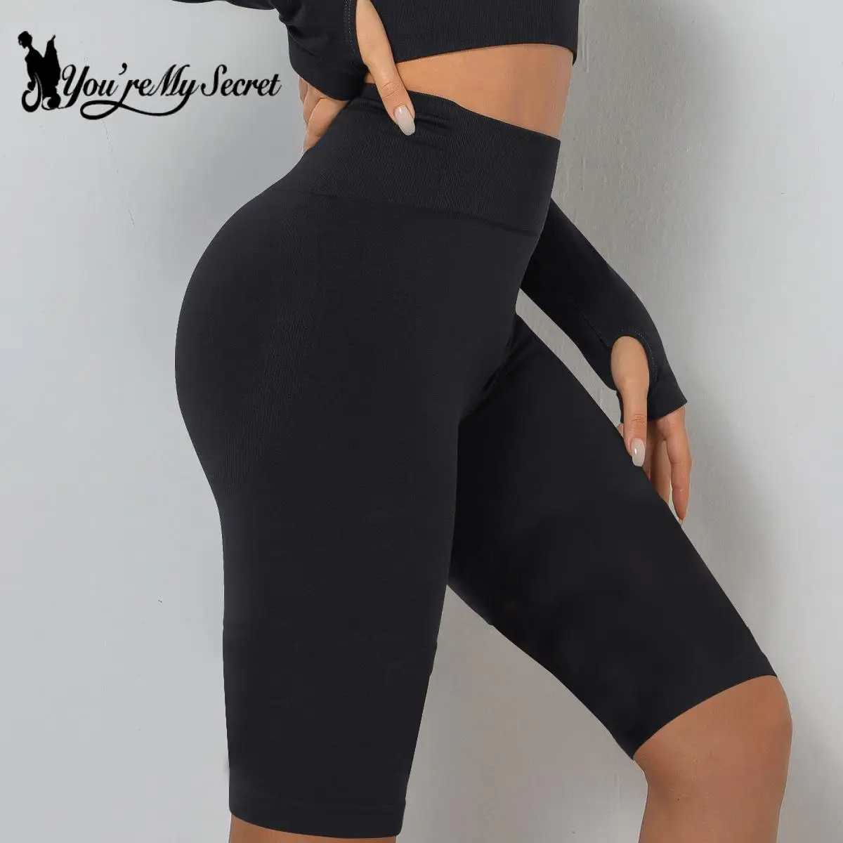 You're My Secret-mallas deportivas para mujer, pantalones cortos negros de cintura alta, realce, ajustados, de licra, para Yoga y Fitness