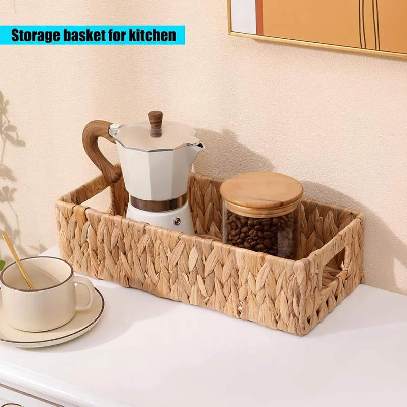 Wicker Storage Basket Water Hyacinth Basket Toilet Baskets,Farmhouse Kitchen Utensil Holder Caddy,Sundry Storage Basket