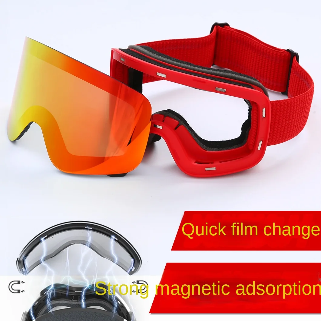 Suitable for double-layer ski glasses, new anti-fog cylindrical goggles with strong magnet, suitable for myopia membrane