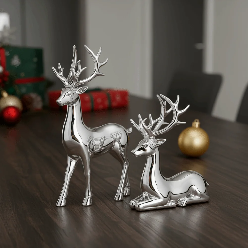 Creative Deer Desktop Ornament Sitting/Standing Position Cute Christmas Deer Statue Exquisite Modern Reindeer Sculpture