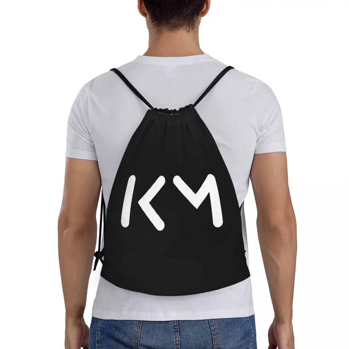 KM Mbappes-mochila personalizada con cordón para hombre y mujer, saco de entrenamiento portátil para fútbol, gimnasio, deporte