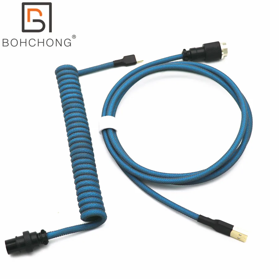 Colorful GX16 Z Shape Thicker Spiral OD 23MM Coil Keyboard USB Type C Coiled Cable Paracord PET Mini Micro Data Cables