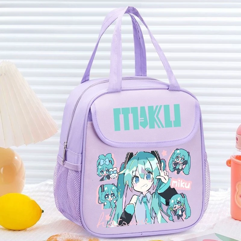 Nieuwe Hatsune Miku Lunchtas Creatieve Hoogwaardige Cartoon Gedrukt Student Grote Capaciteit Draagbare Verdikte Thermische Isolatie Tas