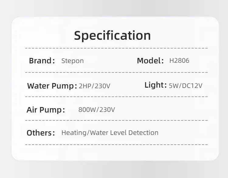 STEPON Acrylic Material Bathtub Panel  Smart Massage Bathtub Controller System Spa Tub Controller