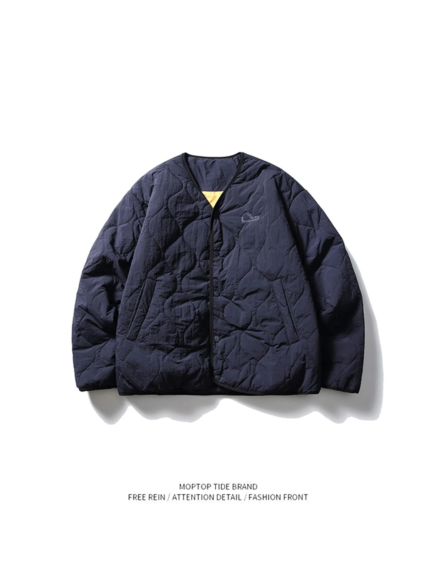 

Mr. WH Japanese Sle Retro Unlined Sewn Cotton Jaet Men Thiened Loose Geometric Print Cotton Coat Outerwear