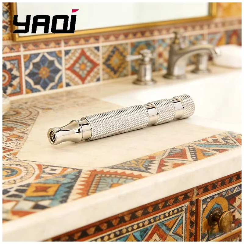 yaqi-男性用安全カミソリハンドル。軽量で磨き上げられた303ステンレススチール製。洗練されたデザインで、ウェットシェービングに最適。男性への最高の贈り物。