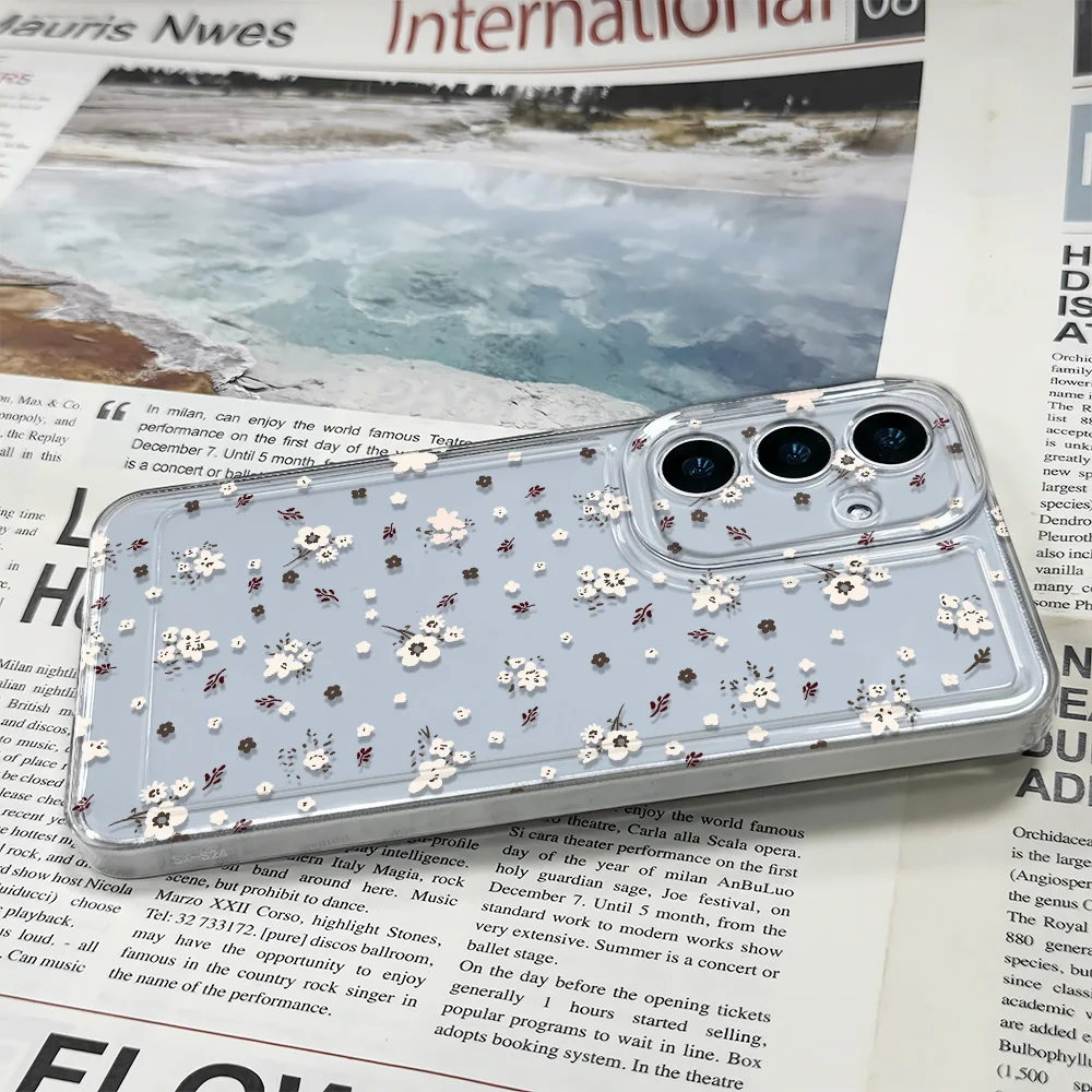 Shockproof Cover For Samsung A22 5G A72 5G A02S A10 A20 A10S A20S A11 A31 A22 Full Printed Retro White Small Floral Flowers Case
