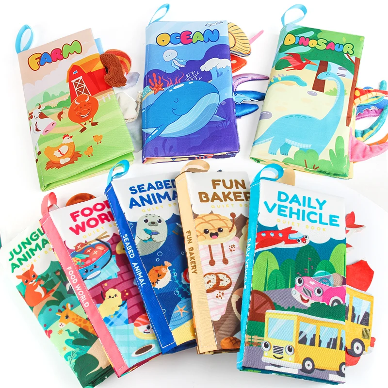 Single Colorful Baby Teaches Cloth Book with Tail Soft Fabric Early Learning