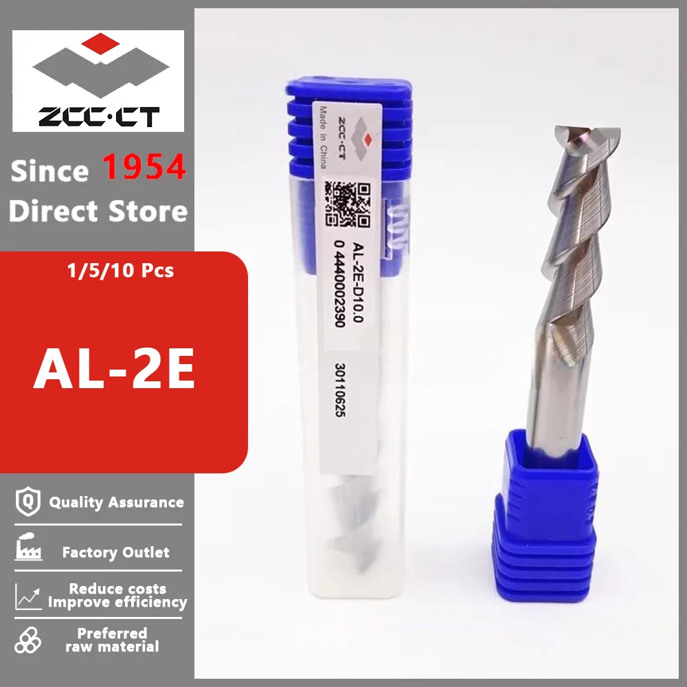 AL-2E ZCC.CT 2 Flutes Straight Shank Flat  Aluminum Alloy Processing  End Mill Tools Cnc Lathe Carbide Mechanical Blade