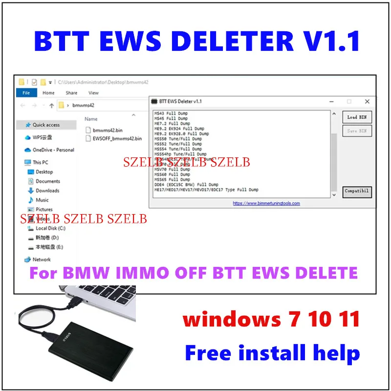 

Для BMW BTT EWS DELETER V1.1 IMMO OFF BTT EWS DELETE Поддержка MS41 MS42 MS43 MS45 ME7.2 ME9.2 MSS54 ME17/MED17/MEV17/MEVD17/EDC17
