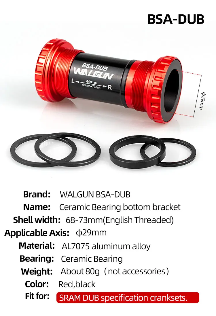 Fahrrad-Innenlager, BSA-Gewinde-Set, passend für 68 73 mm Rahmen, 22, 24, 29, 30 mm Achse, Keramiklager, Fahrrad-BB für Shimano SRAM GXP-Kurbelgarnitur – Detail 4
