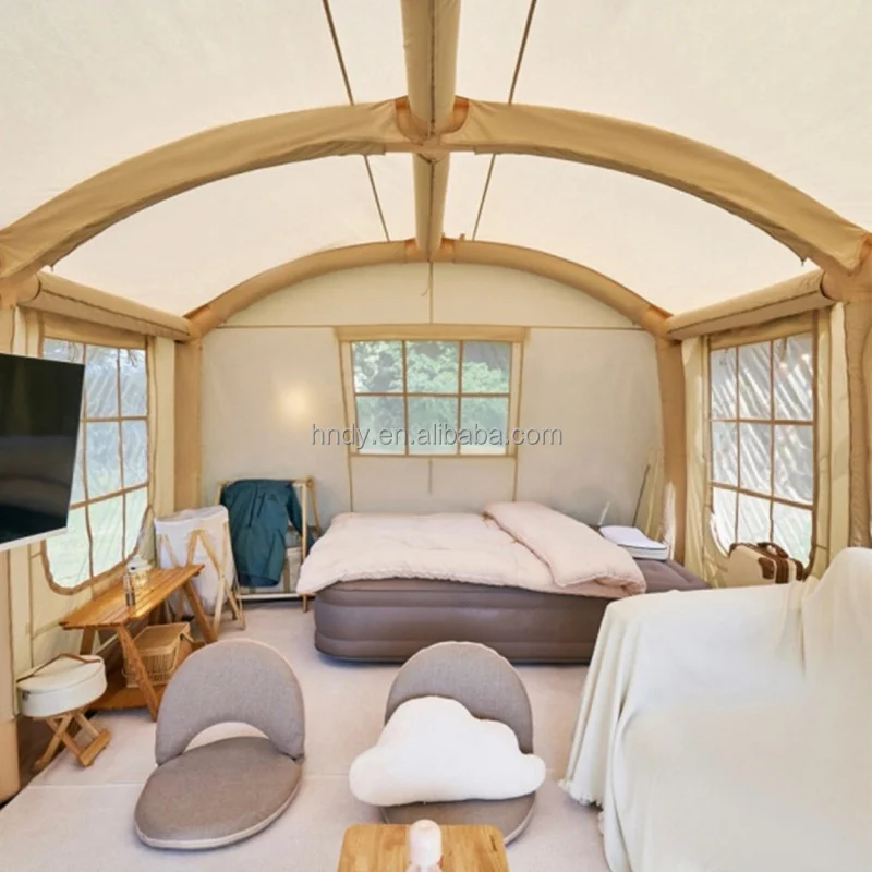 

Factory Custom Intergrated Winter Tunnel Inflatable Cabin Three Rooms Tent With 8-12 Person