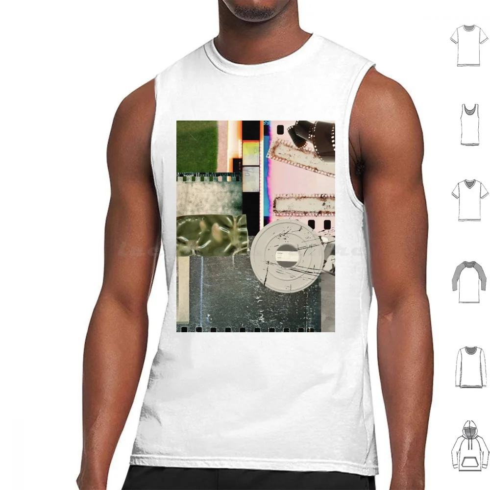 Film Tank Tops Print Cotton Film Camera Grunge Collage Effect Movies Cinema Celluloid Theater Film Reel Exposure