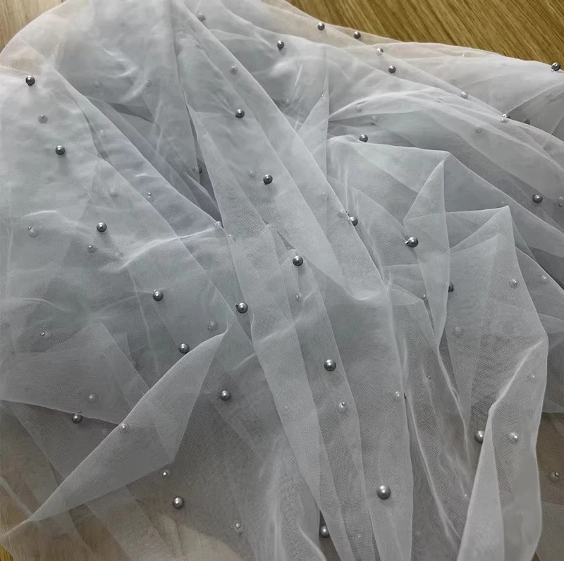 

3-meter-wide High Quality Multi-color Pearl Mesh and Fabric, Handmade Used for Background Decoration and Wedding Dress Fabrics