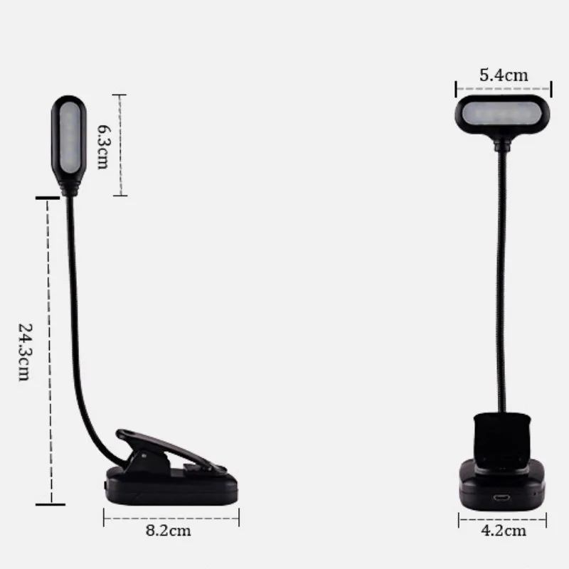 LED Eye Protection Book Night Light Adjustable Mini Clip-On Study Desk Lamp  Battery Powered Flexible for Travel Bedroom Reading