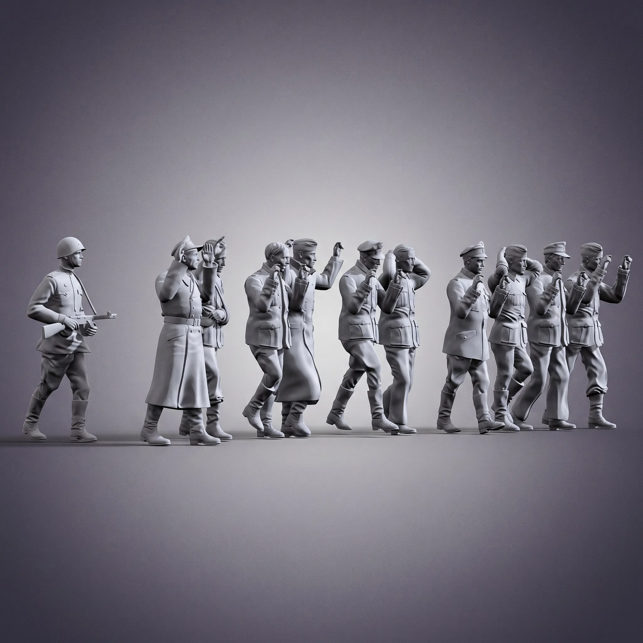 1/35 1/32 scale Military resin model unpainted 11pcs captured soldiers marching in formation
