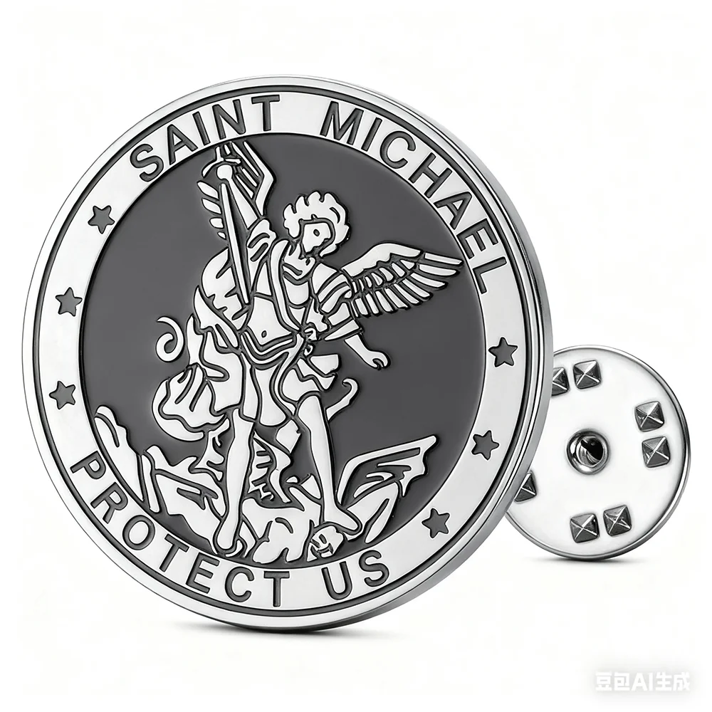 Christlicher Heiliger Michael Schütze Uns Anstecknadeln Damenbrosche Edelstahl Amulett Religiöser Schmuck Engel-Brosche Herrenabzeichen