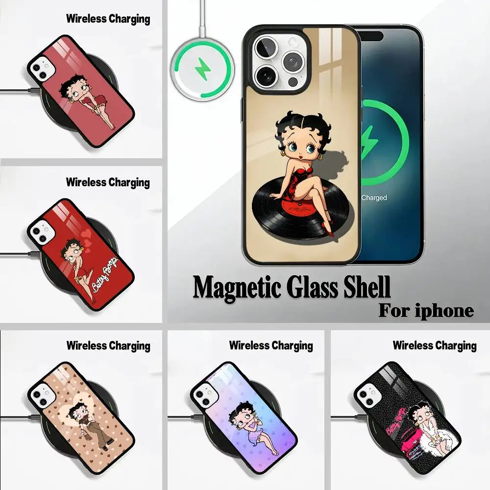 

Classic Character Anime B-Bettys Boops For IPhone17 16 15 14 13 12 11 Plus Pro Max Plus Wireless Charger Phone Case
