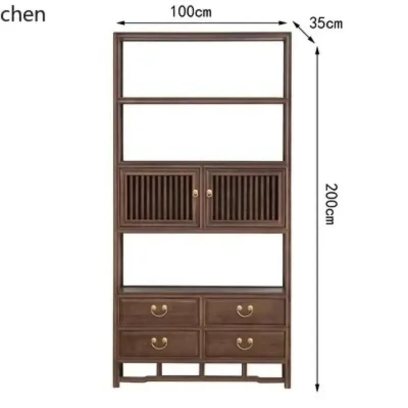 GZ-1  Bogu Rack Solid Wood Bookshelf Bookcase Combination Black Walnut Display Cabinet Storage Rack Furniture