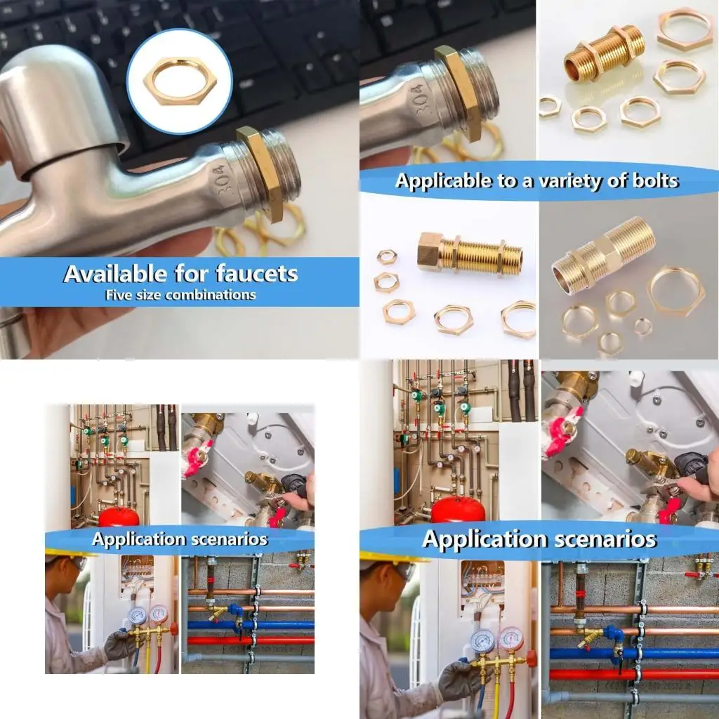 

R9UF 20Pieces Sturdy Brass Lock Assorted Sizes 1/8 to 3/4 Inch for Water Heater Pipe Fittings Bathroom Hardware