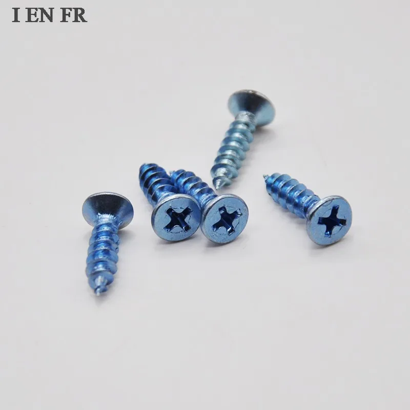 Blue Zinc Plated Steel Cross Recessed Countersunk Flat Head Tapping Screws Wood Screw M3 M4 M5 M6 Pointed Tail 10-50pcs