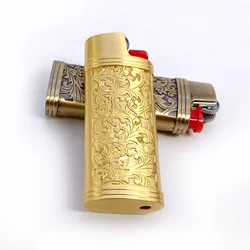 W stylu Vintage Arabesque Bic J5 etui na zapalniczkę metalowy pancerz 60mm zapalniczki BIC pokrywa metalowa obudowa zapalniczka plastikowa pokrowiec ochronny