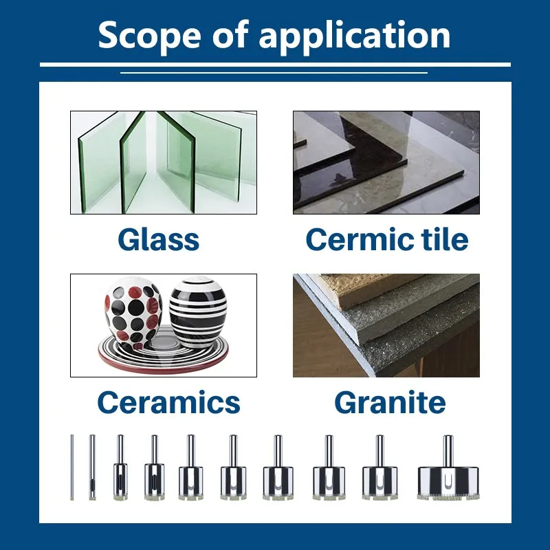 Jeu de forets de scie cloche revêtus de titane, fraise, noyau de diamant, verre, marbre, carrelage, granit, 3-60mm