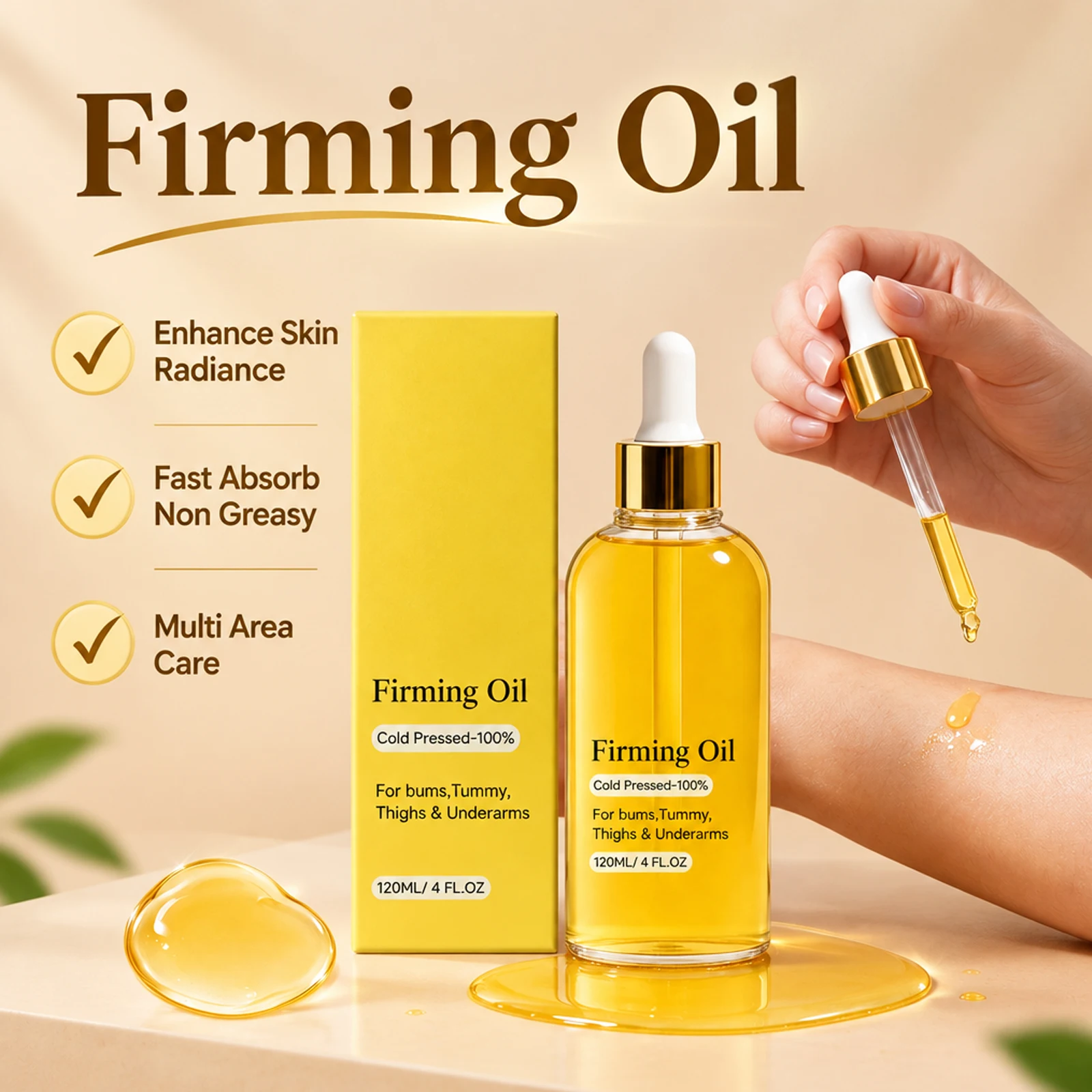 Deep Hydrating Firming Body Oil Tighten Lift Skin Smooth Texture Silky Touch Non Greasy Multi Area Daily Care 120ml