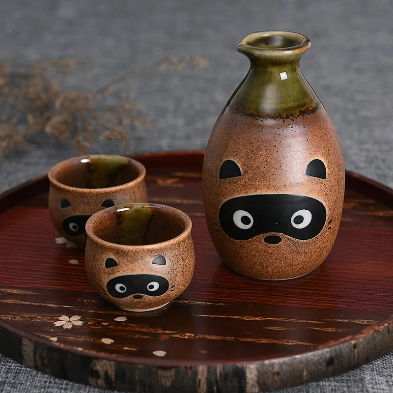 

Meinong roast cute civet cat raccoon dog household wine set gift box small wine cup wine bottle wine warmer