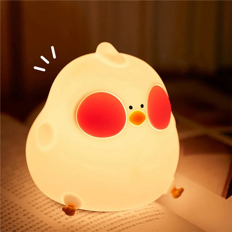 

ABRW-Cute Silicone Chick Night Light Dimmable Touch Control Rechargeable Beside Lamp Silica Gel 1Set