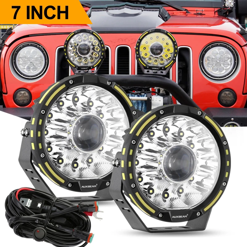 1pair 230W 6900K 7 Inch LED Work Lights Round Driving Lights Super Bright Projector LED Lamps