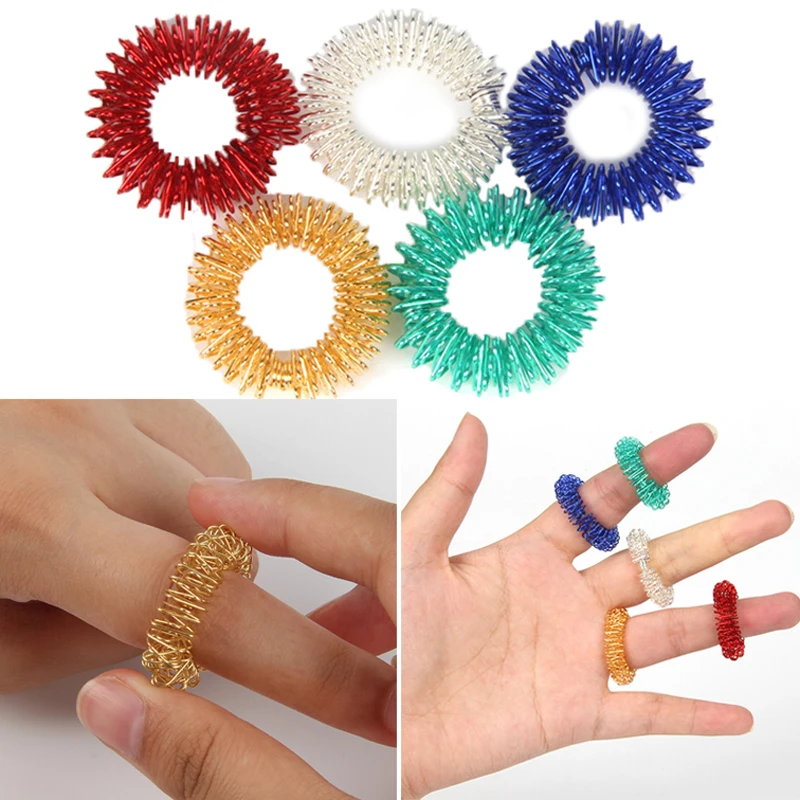 

5 шт./лот, массажное кольцо для пальцев, кольцо для акупунктуры, массажер для тела, расслабляющий массажный инструмент для рук, аксессуары для массажа