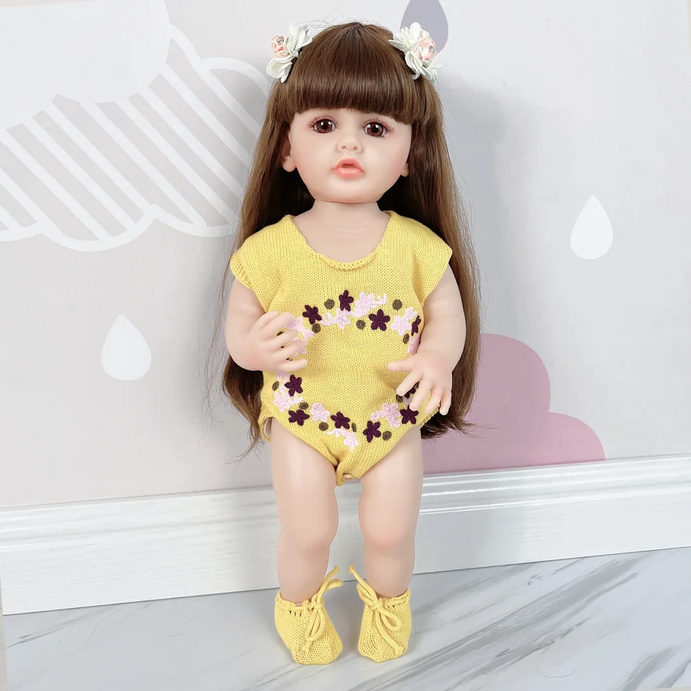 

55cm wig cover soft silicone simulation baby and children's early education puzzle toy birthday gift