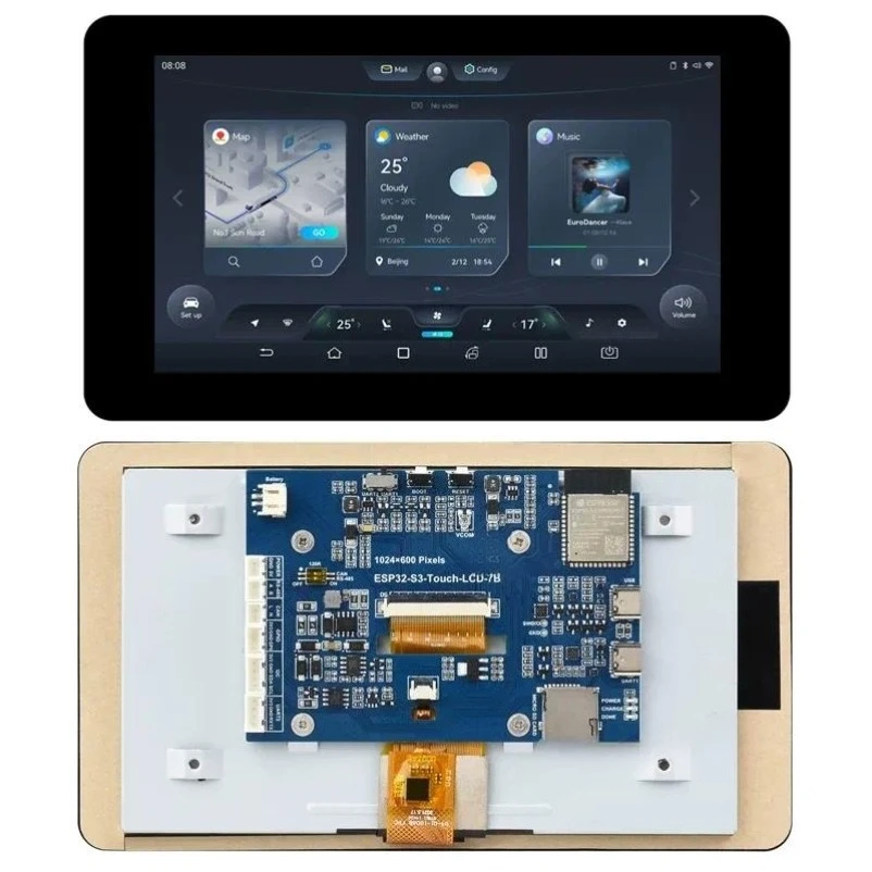 ESP32 S3 7 Inch Display Development Board 1024x600 IPS Screen N16R8 WiFi Bluetooth CAN RS485 Sensor Interface IoT DIY Kit
