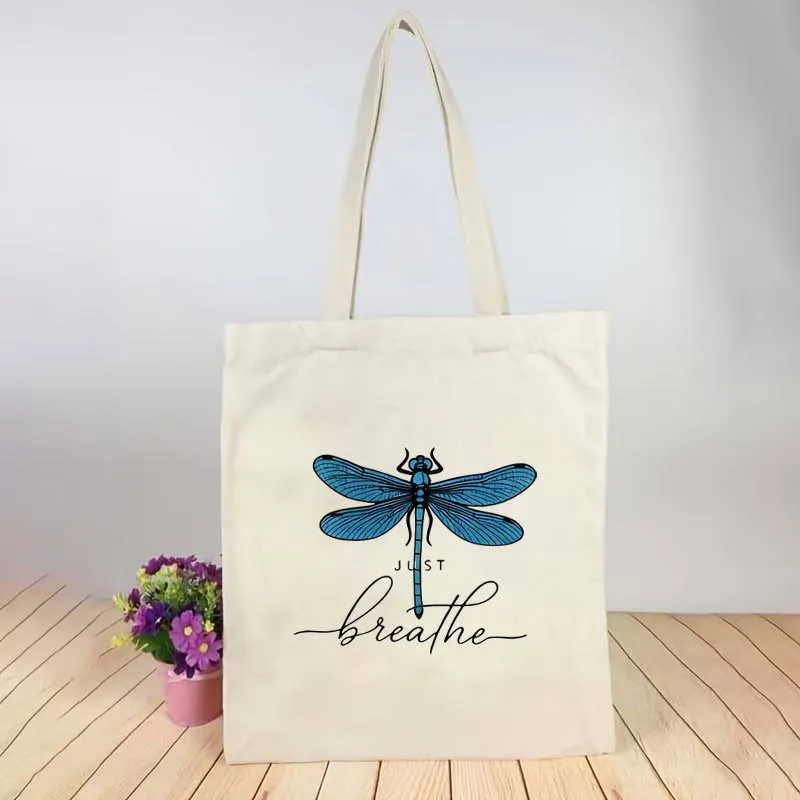 1 Printed Canvas Bag Blue Dragonfly Natural Insect Unisex Breathable Trucker Driver Portable White Crossbody Bag with Closure. S