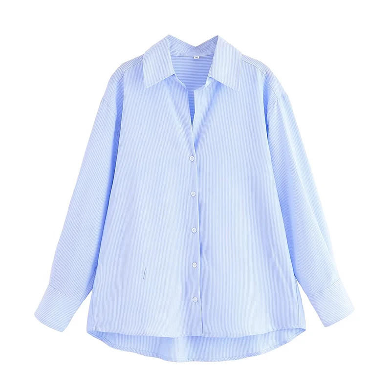 YENKYE 2025 Dames gestreept shirt Modieus en veelzijdig herfstblouse met lange mouwen, streetwear losse damesoverhemden