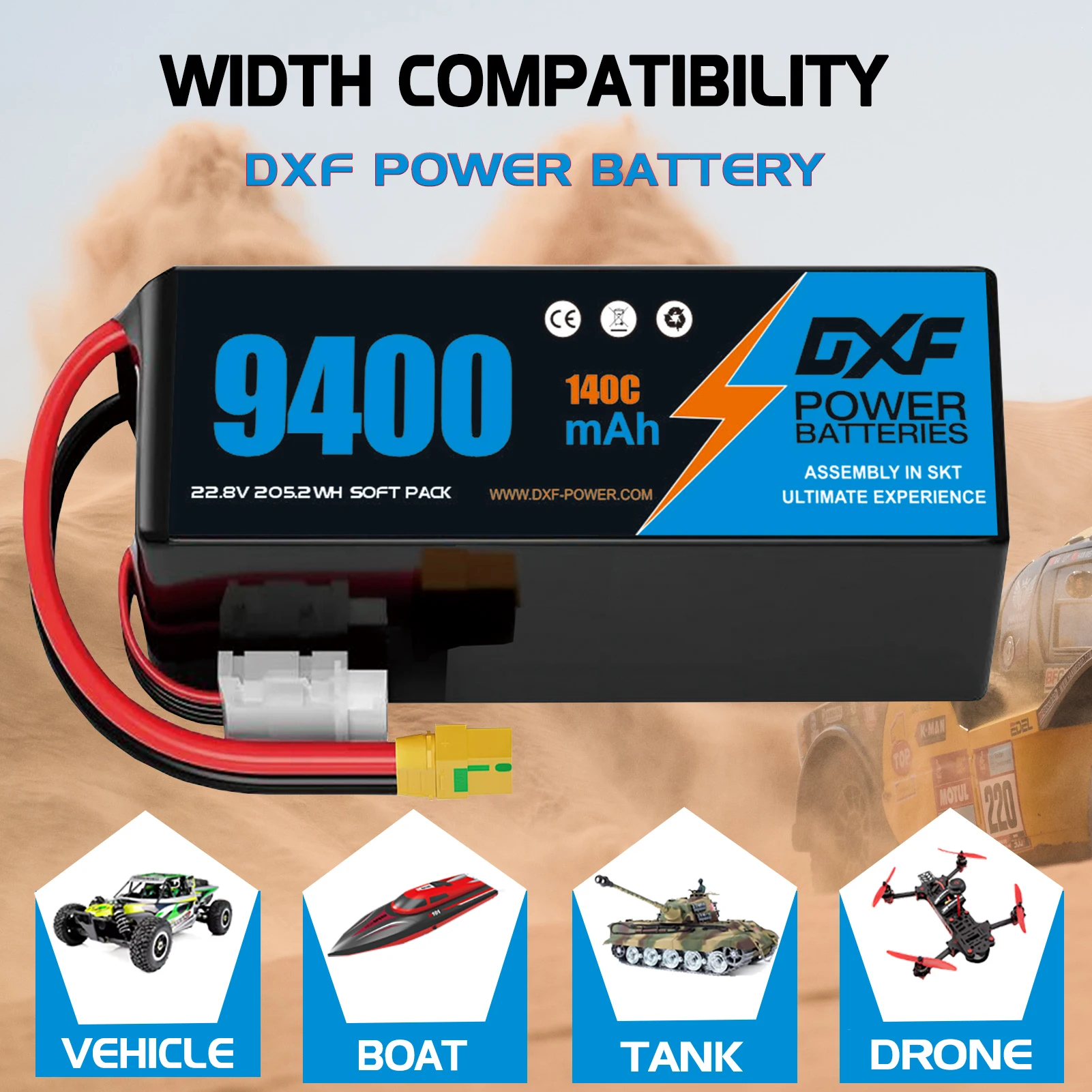 DXF Lipo 6S Battery 22.8V 140C with XT60 EC5 TRX T/DEANS XT90 XT150 Plug For 1/8 Buggy RC Car Boat Airplane