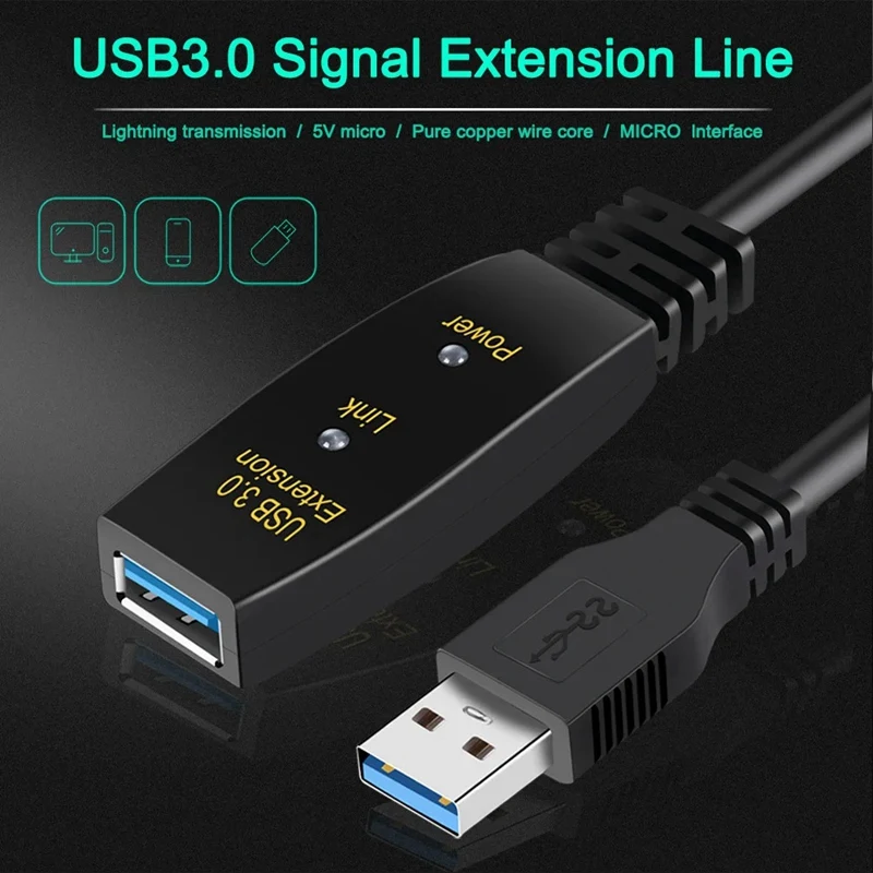 USB3.0 تمديد كابل مكبر صوت أحادي كابل نوع ذكر إلى أنثى موسع كابل للكمبيوتر المحمول كاميرا المؤتمرات
