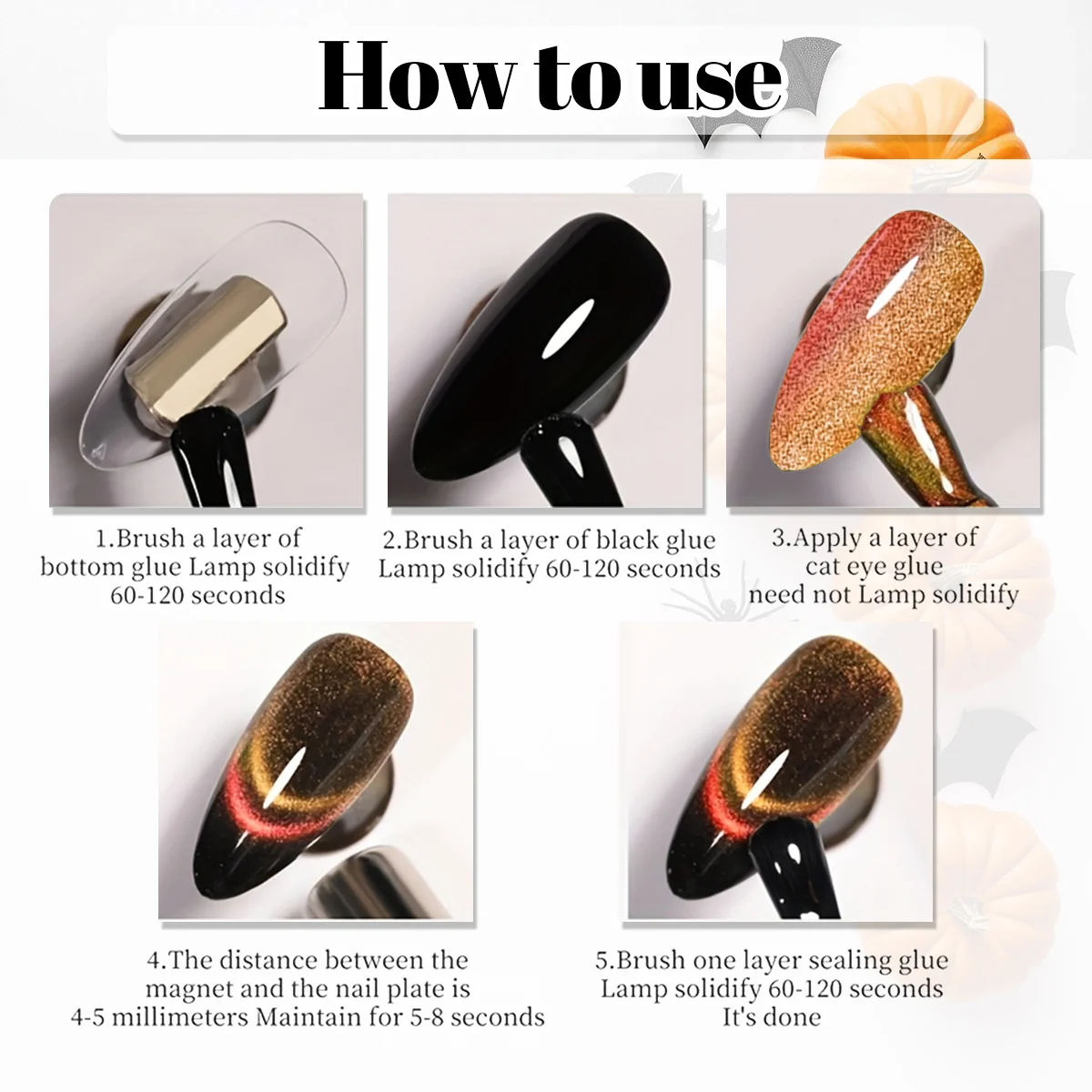 Ensemble de vernis à ongles œil de chat bicolore 7 pièces, comprenant 6 types de vernis à ongles UV + couche de base noire, pour décoration d'ongles personnalisée