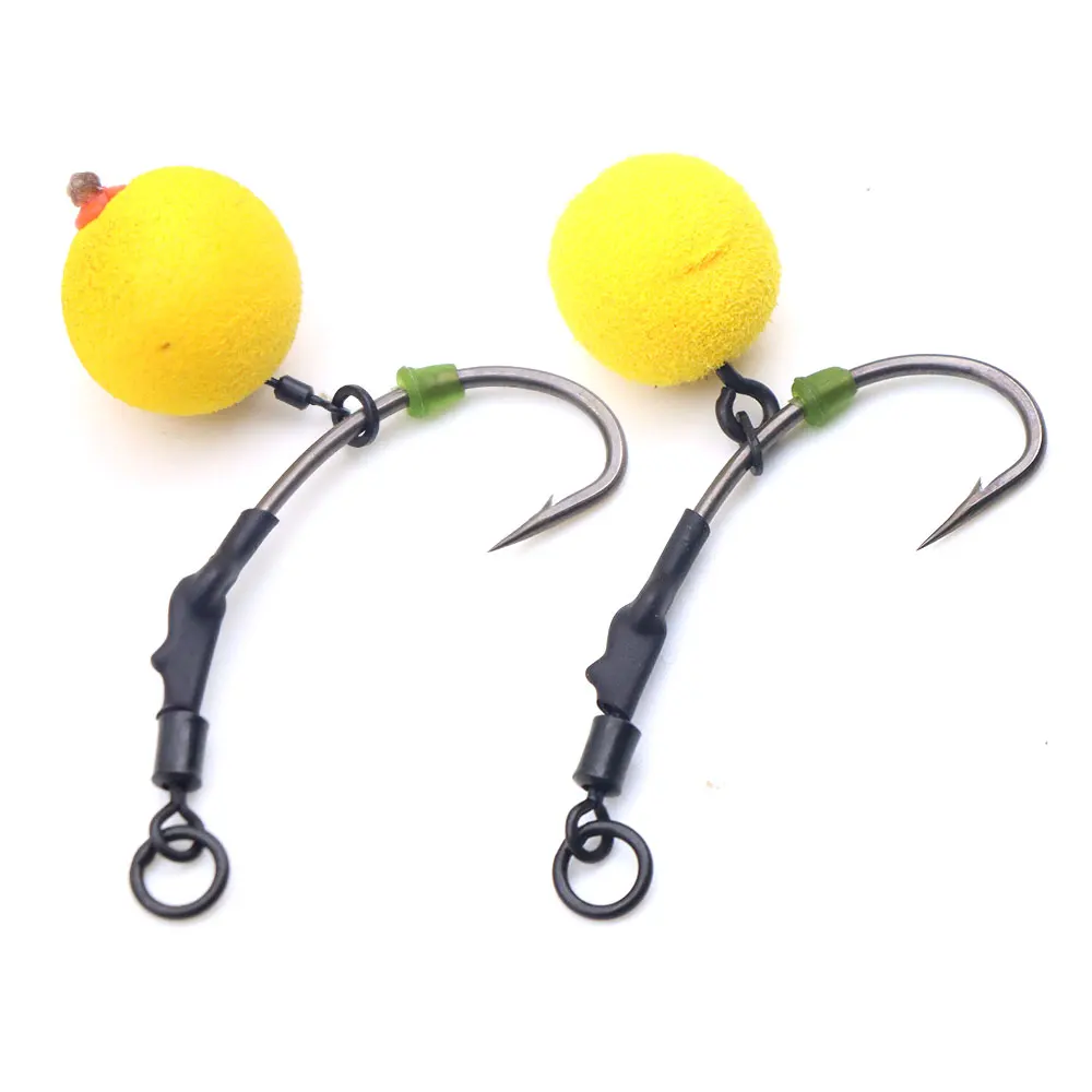 4pcs Ready Tied Ronnie Rigs Barbed Fishing Hooks With Pop Up Boilie Connector Rolling Swivels Oval Bait Screws For Fish Tackle