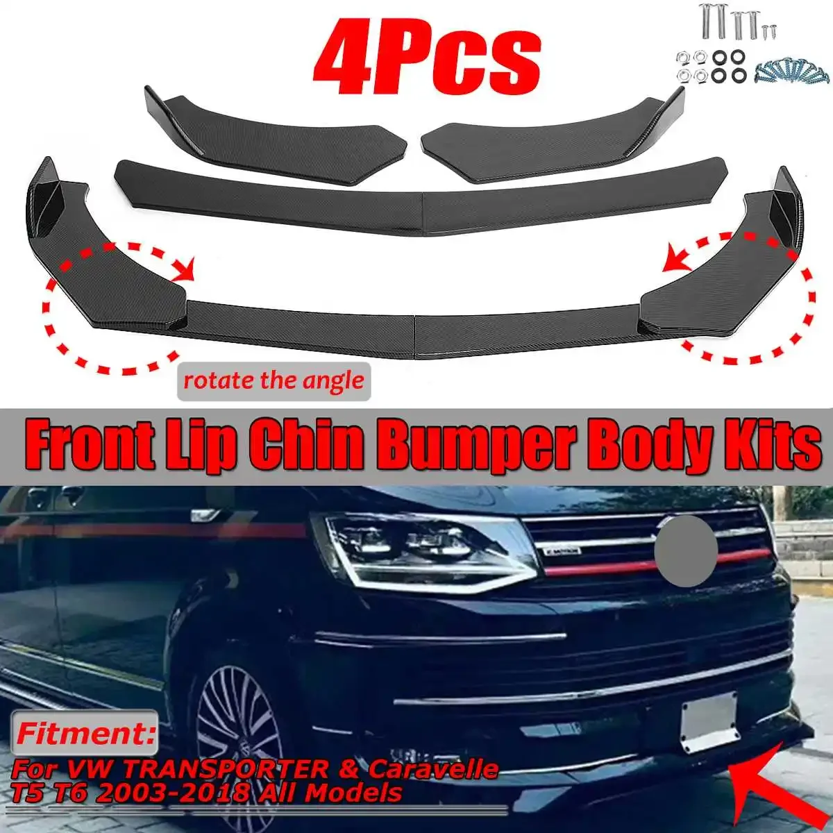 

Universal 4x Car Front Bumper Lip Body Kit Spoiler Diffuser Deflector Lips For Benz W205 W204 For BMW X5 E70 X6 E71 For Audi A4