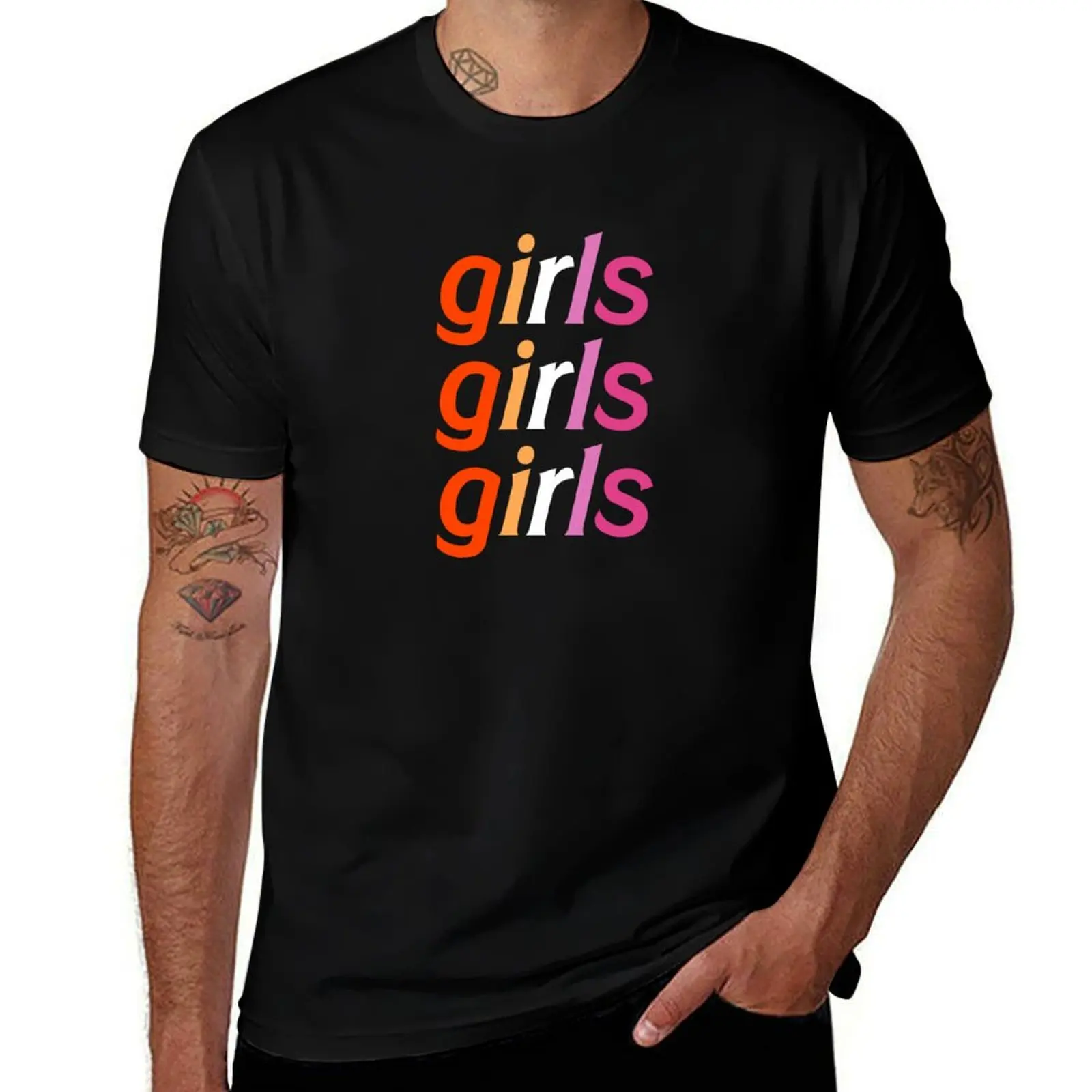 

Lesbian Flag Girls Girls Girls - FLETCHER T-Shirt t shirts for man cotton funny t shirt for man