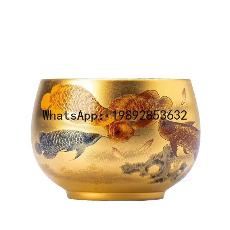 

Handmade gilt-edged, hand-painted, high-end, oversized koi fish master kung fu tea cup