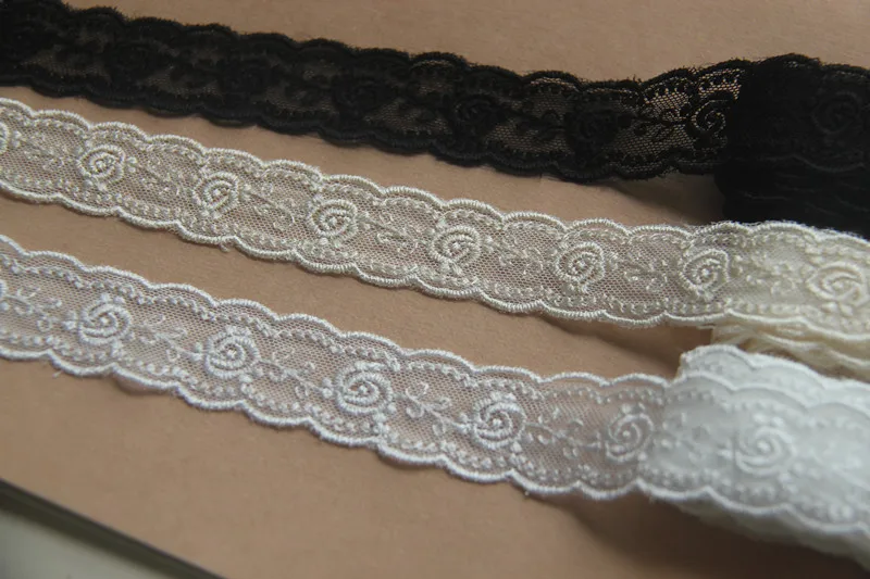 Beige White Black Lace for Needlework, DIY Lace, Embroidered Trims, Sewing Material, Homemade Bow, Hair Accessories, 5 Yard