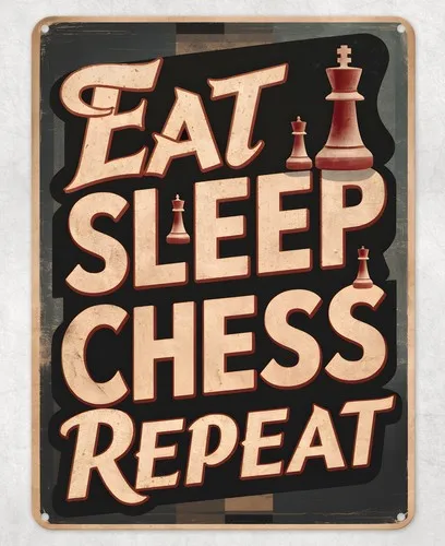Eat Sleep Chess Repeat Metal Poster Wall Tin Sign Man Cave Shed Home Plaque --Tin Sign