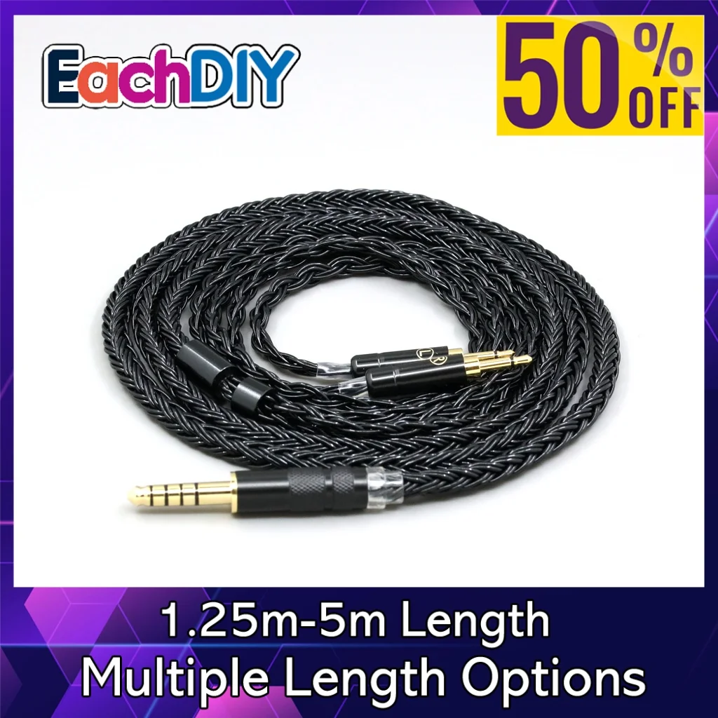 Cabo de fone de ouvido trançado preto de 16 núcleos para Sivga Phoenix SV021 Oriole PII Apollo Aiva com plugue duplo de 2,5 mm LN008864