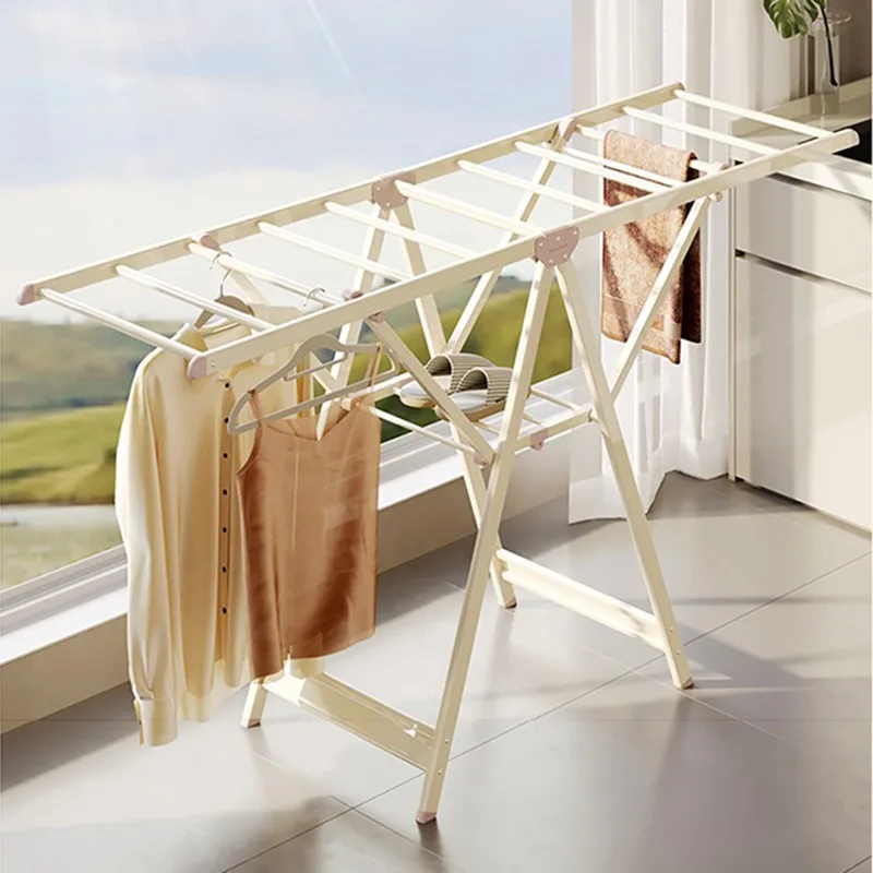 Folding Clothes Racks Metal Balcony Clothes Drying Rack Large Indoor Comforter Clothing Stand Multifunction Clothing Standing